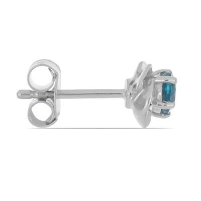 BUY 925 SILVER NATURAL LONDON BLUE TOPAZ SINGLE STONE EARRINGS